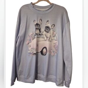 No Brand, Women's XL Purple Sweater With French Bulldogs
